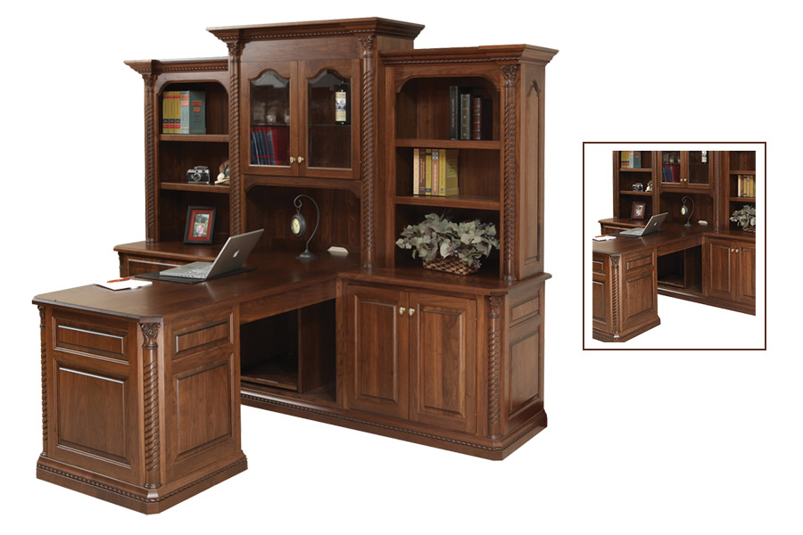 partners desk and three piece hutch