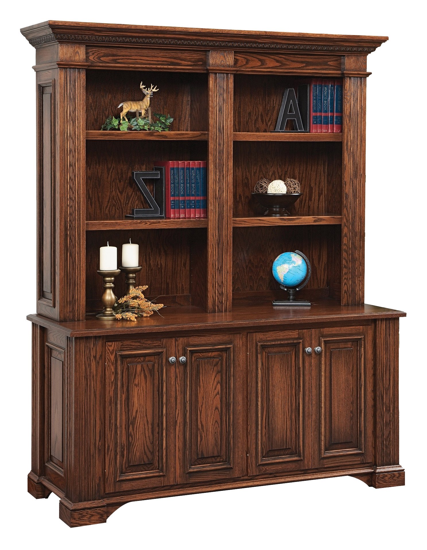 212-68 | Double Door Base and Bookshelf Hutch 