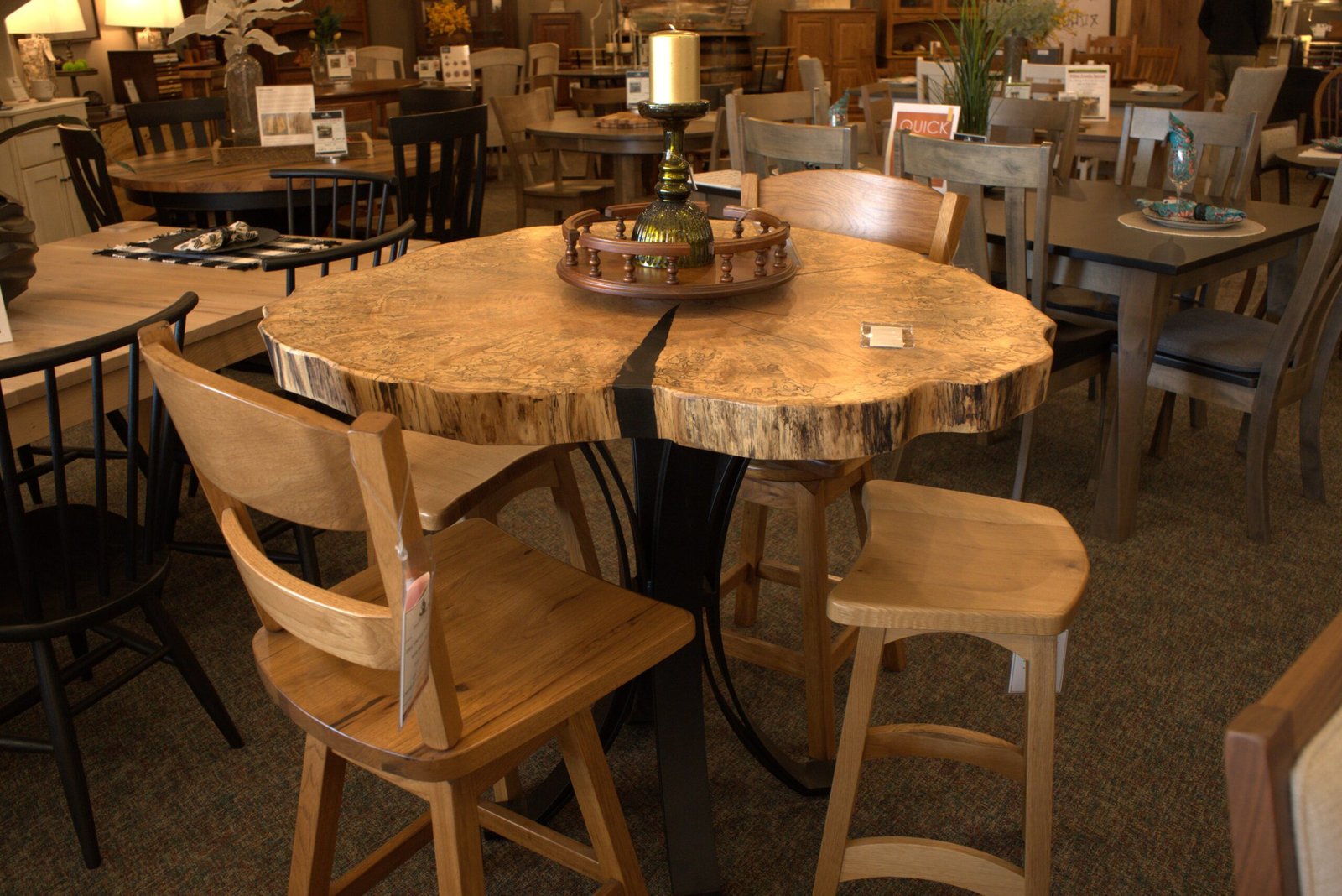 SM4042EP|  Spalted maple bar table with eclipse base