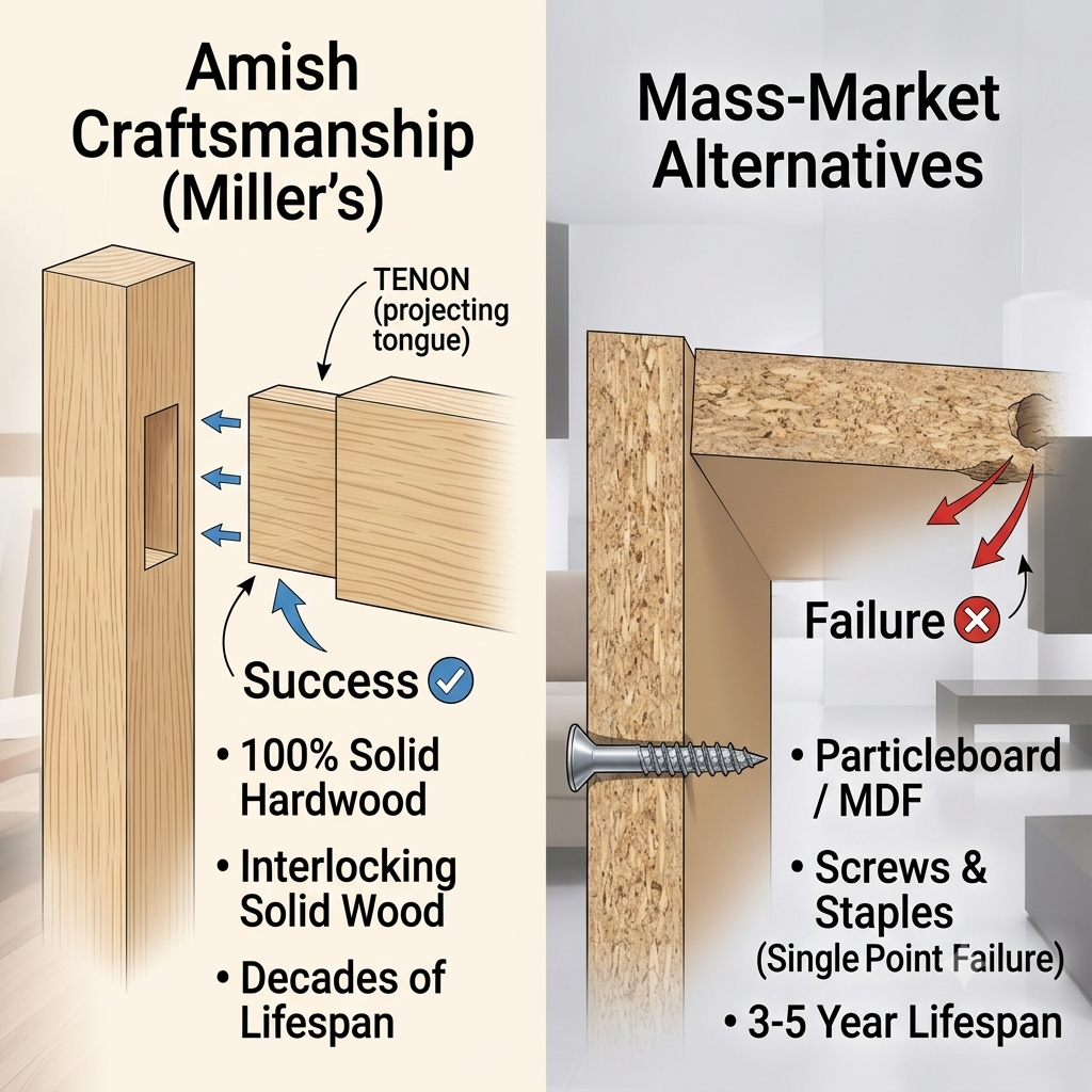 Amish furniture bypass metal fasteners and brackets