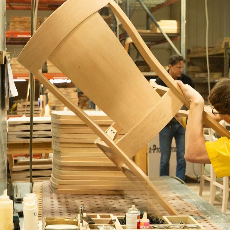 Solid wood chair being crafted