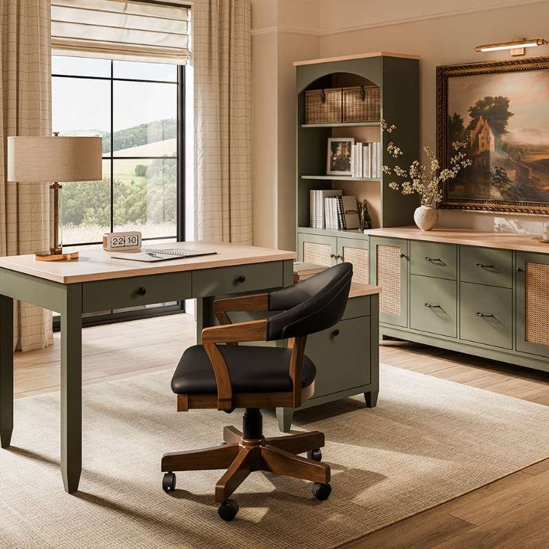 -------- Amish craftsmenship desk with trending colors at Millers Furniture